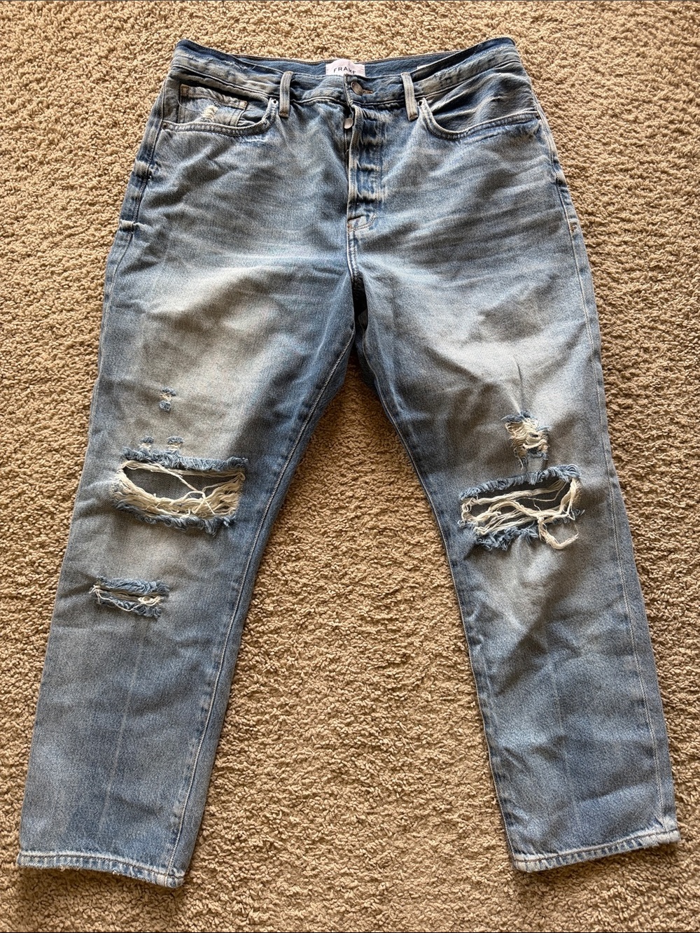 Frame Denim NWT Light Blue Distressed High Waisted Jeans